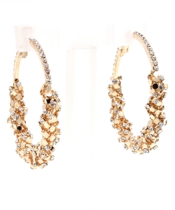 Sparkly Resin Rhinestone Wrapped Fashion Hoop Earring EH300008 GOLD